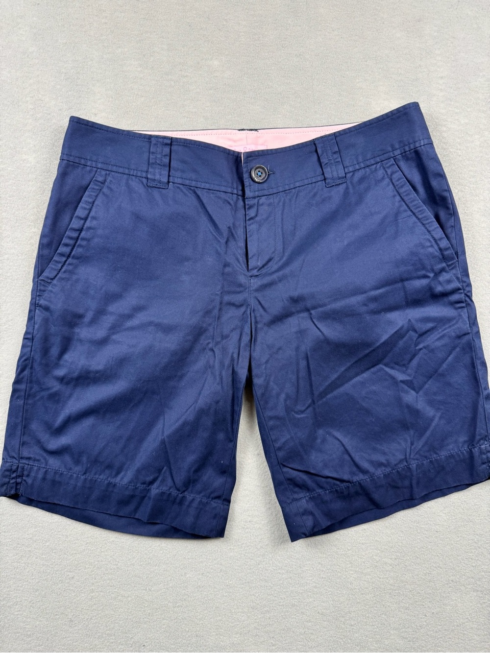 Lilly Pulitzer Bermuda Shorts Womens Size 6 Navy Blue Pockets Zip Golf Beach